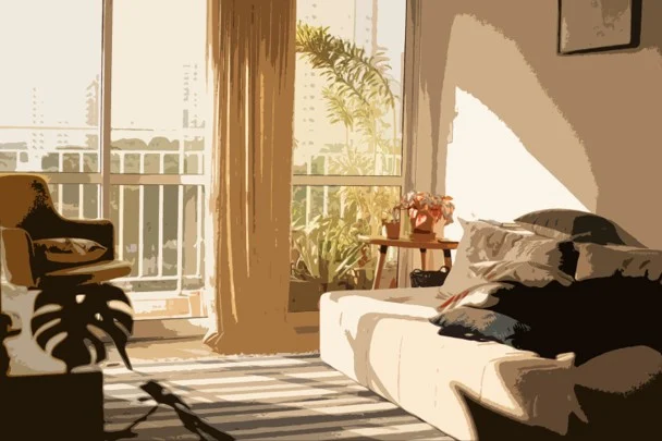 Sunlit Toronto apartment living room with a sofa and balcony, used as the sublet rules hero image